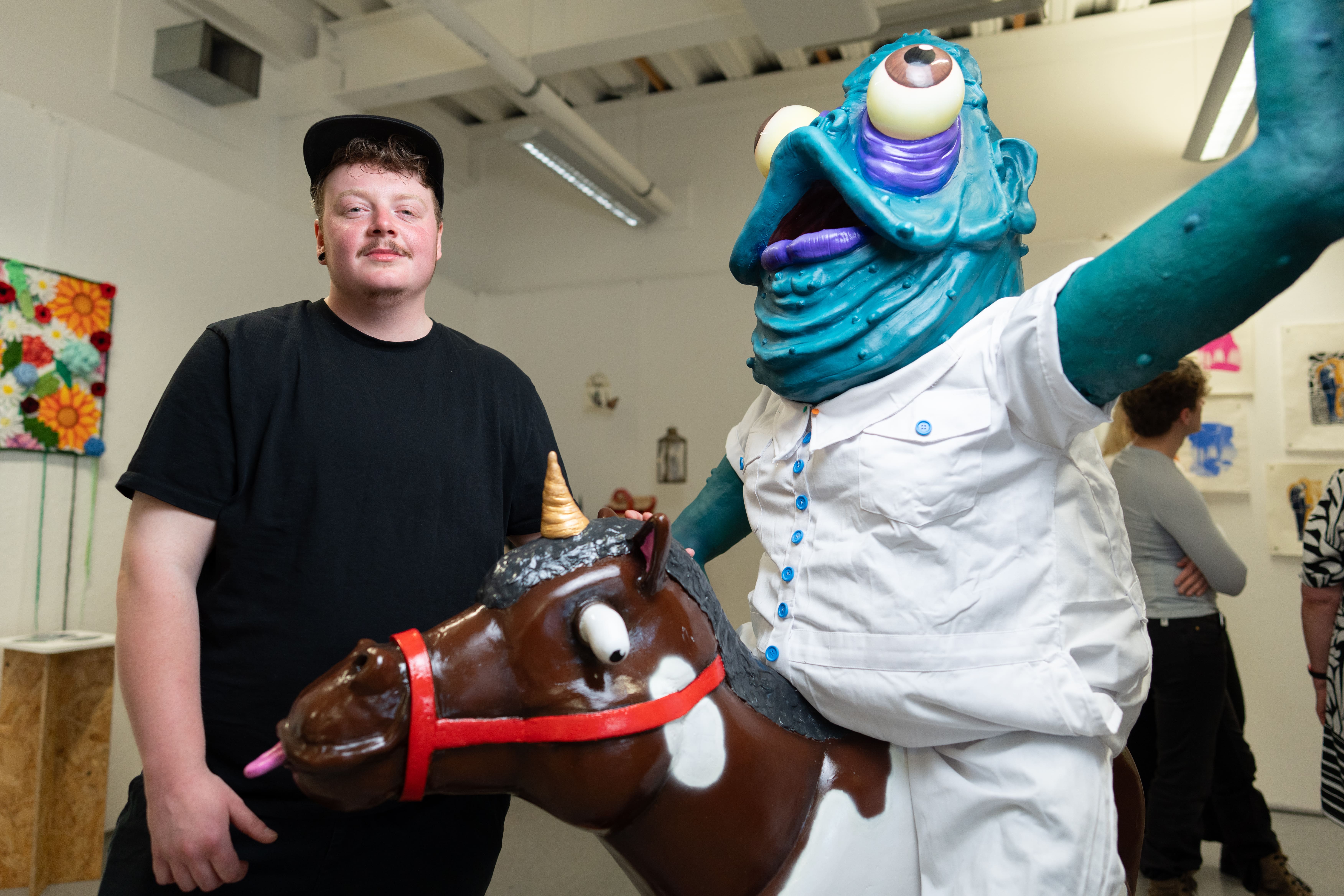 a learner and his alien looking art project