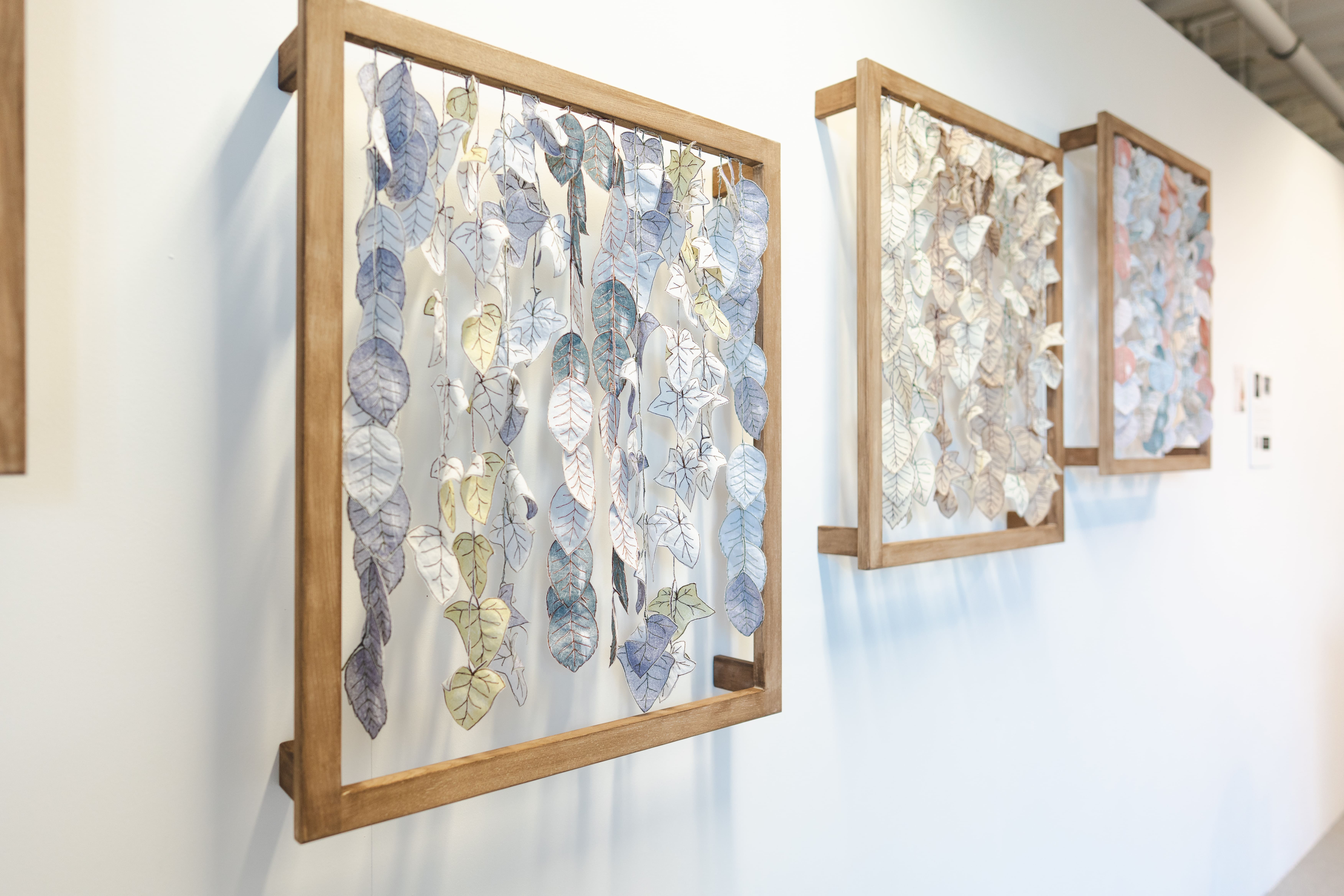 abstract paintings on a wall