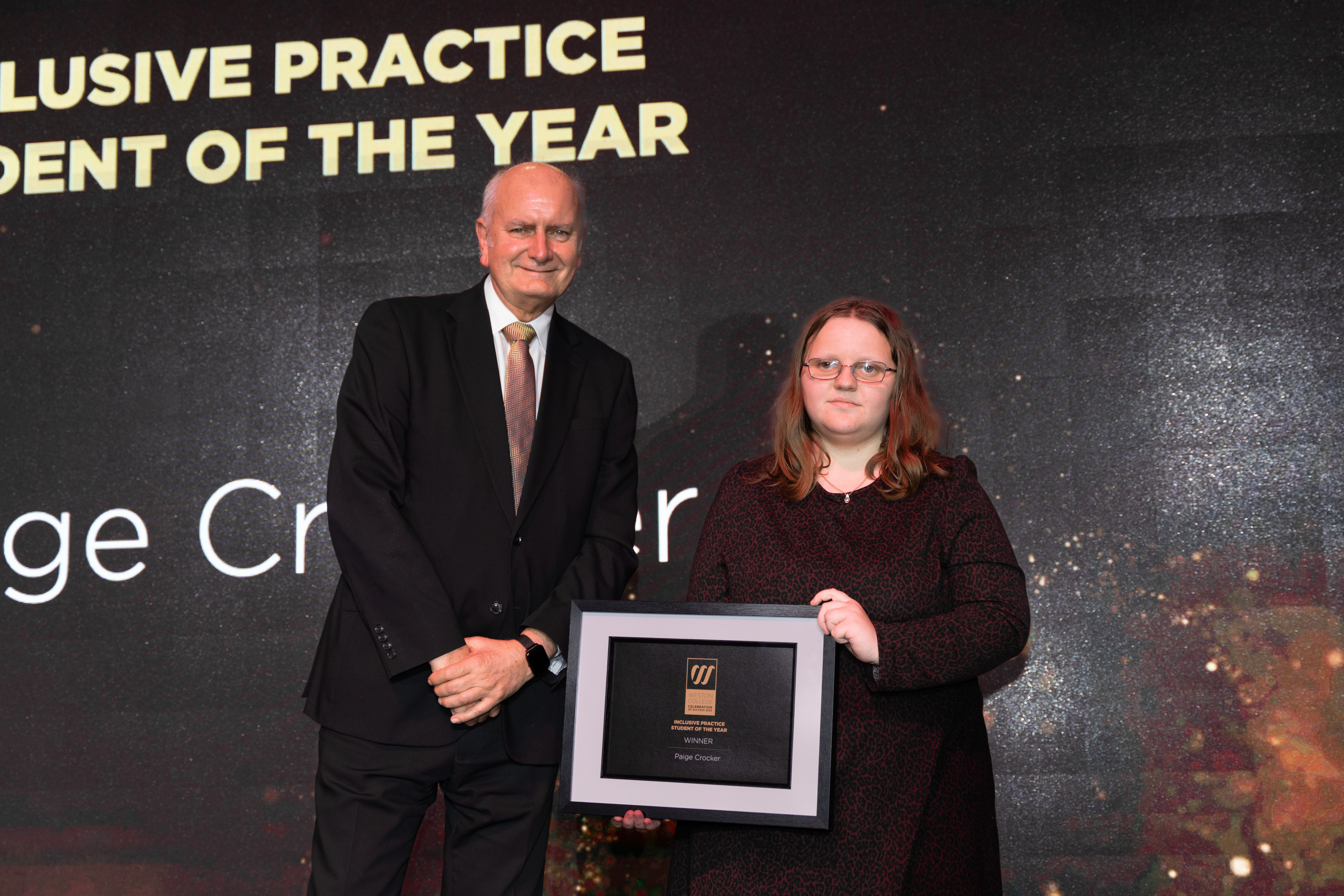 Paige winning award at Celebration of Success 2023