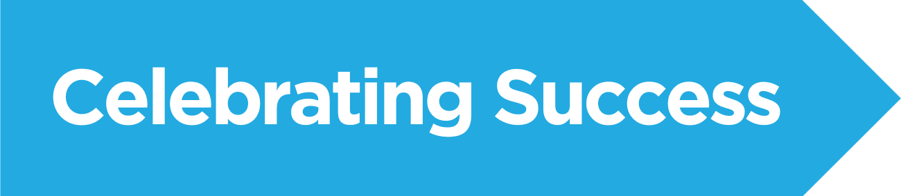 Arrow with text saying celebrating success