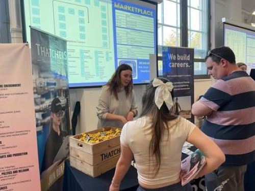 Students talking to Thatchers Cider about careers