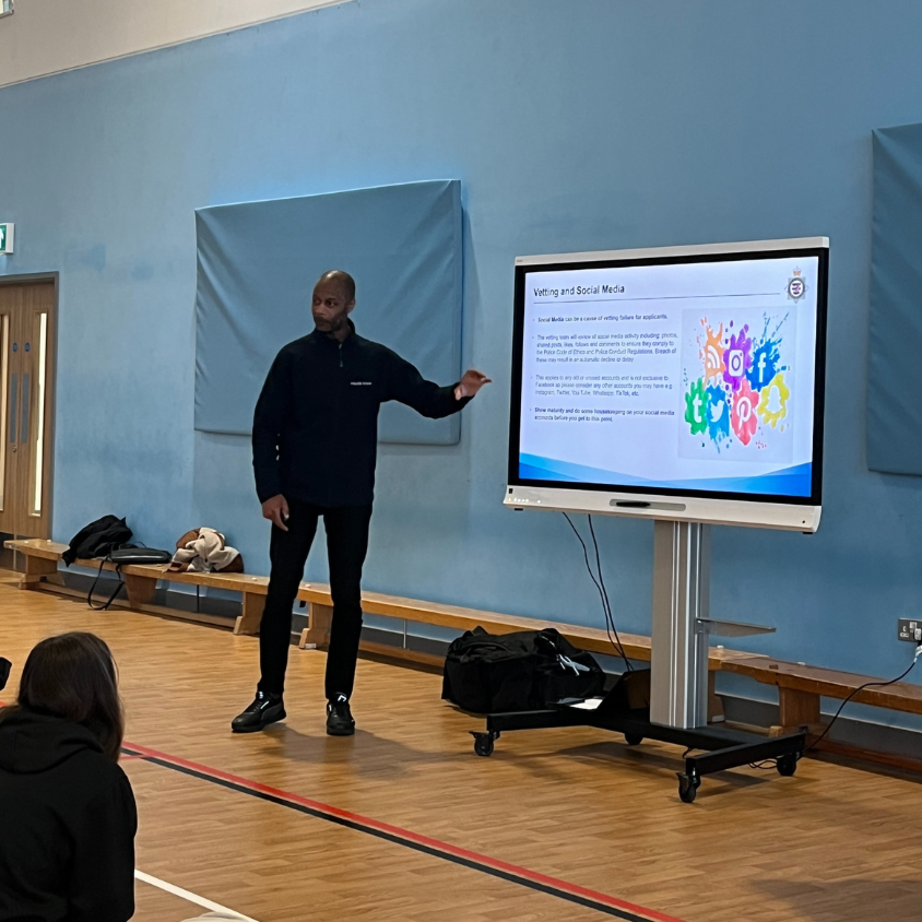 the police outreach team delivering their presentation
