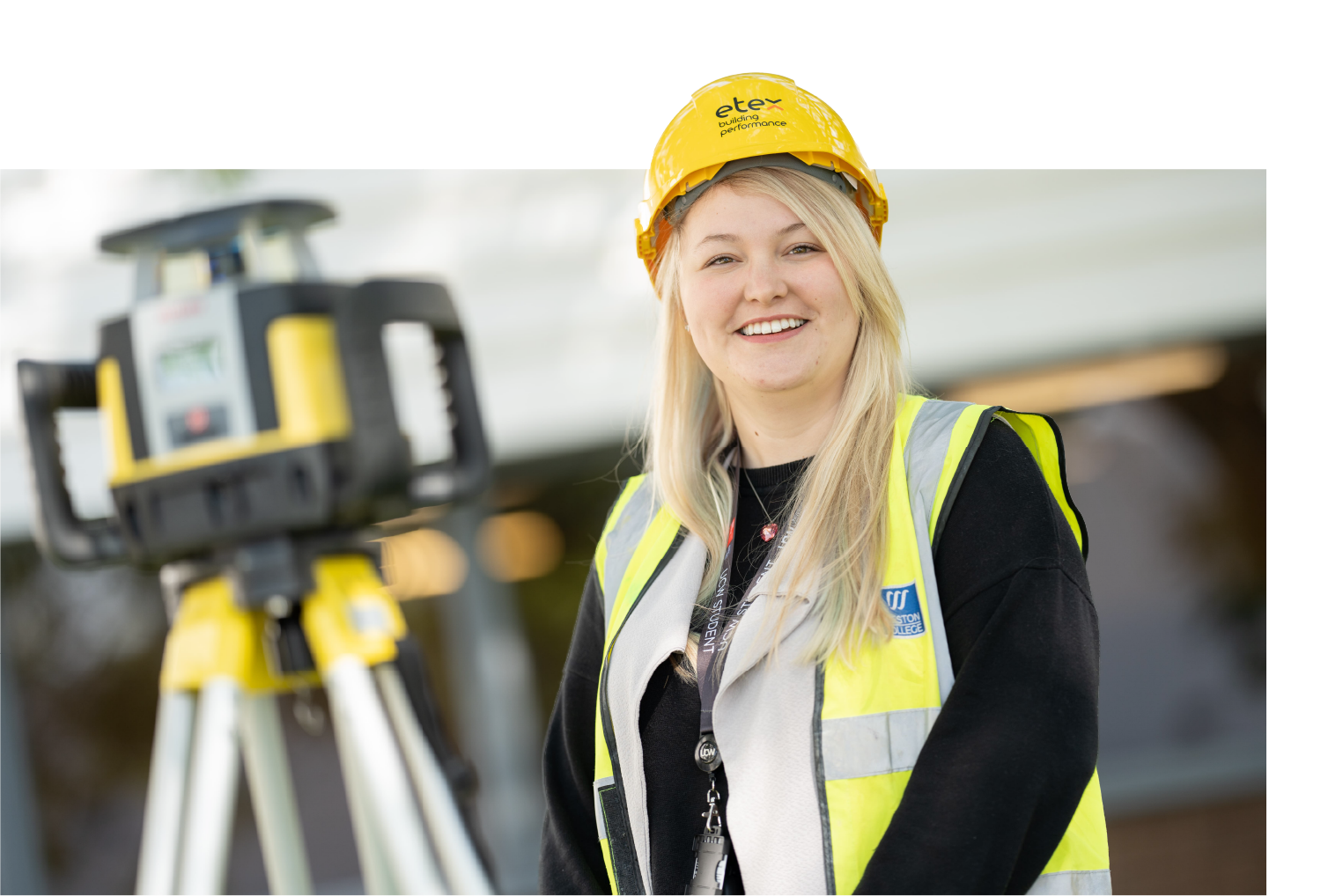 Civil engineering student posing for camera