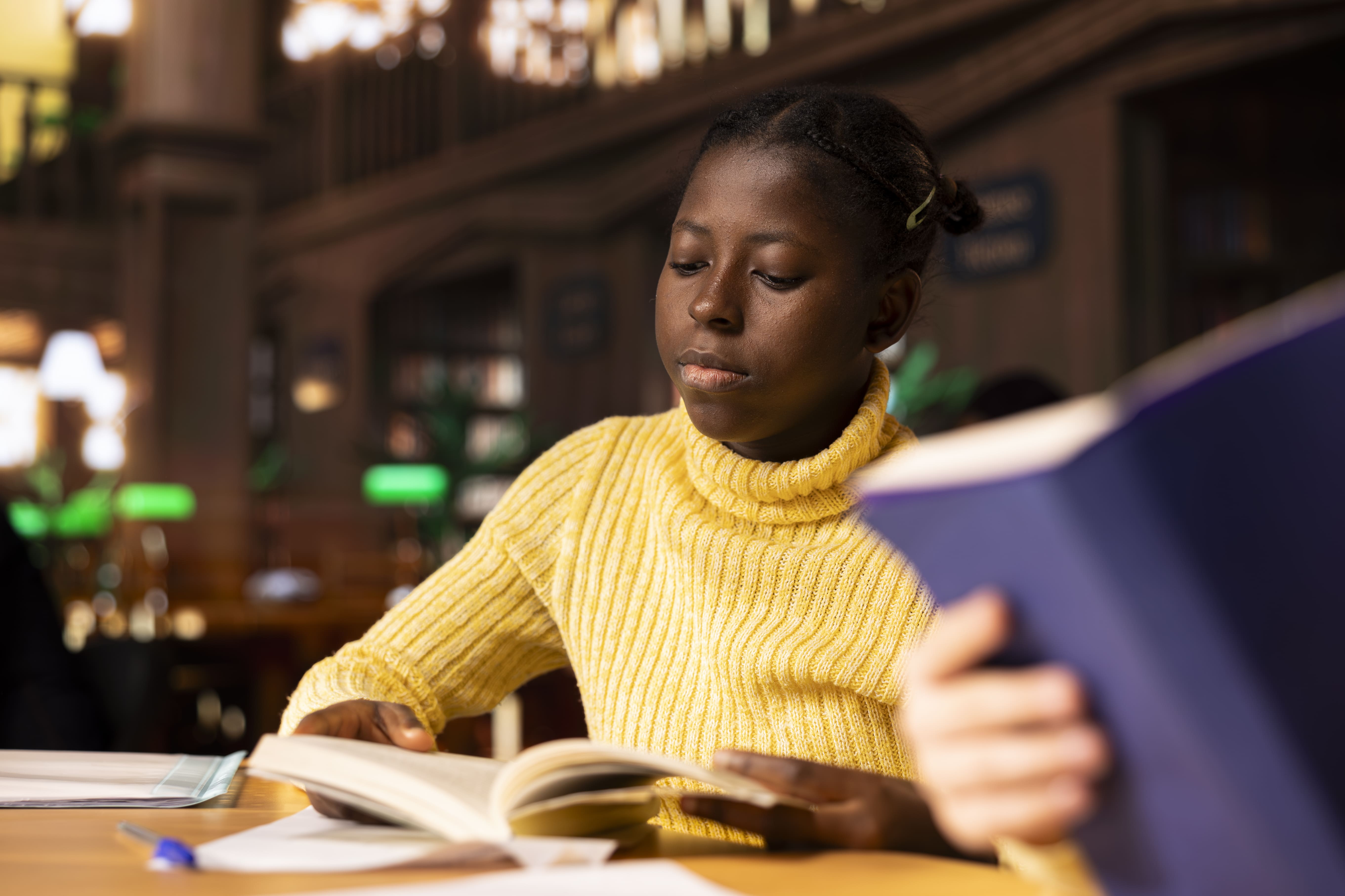 a schoolgirl studying