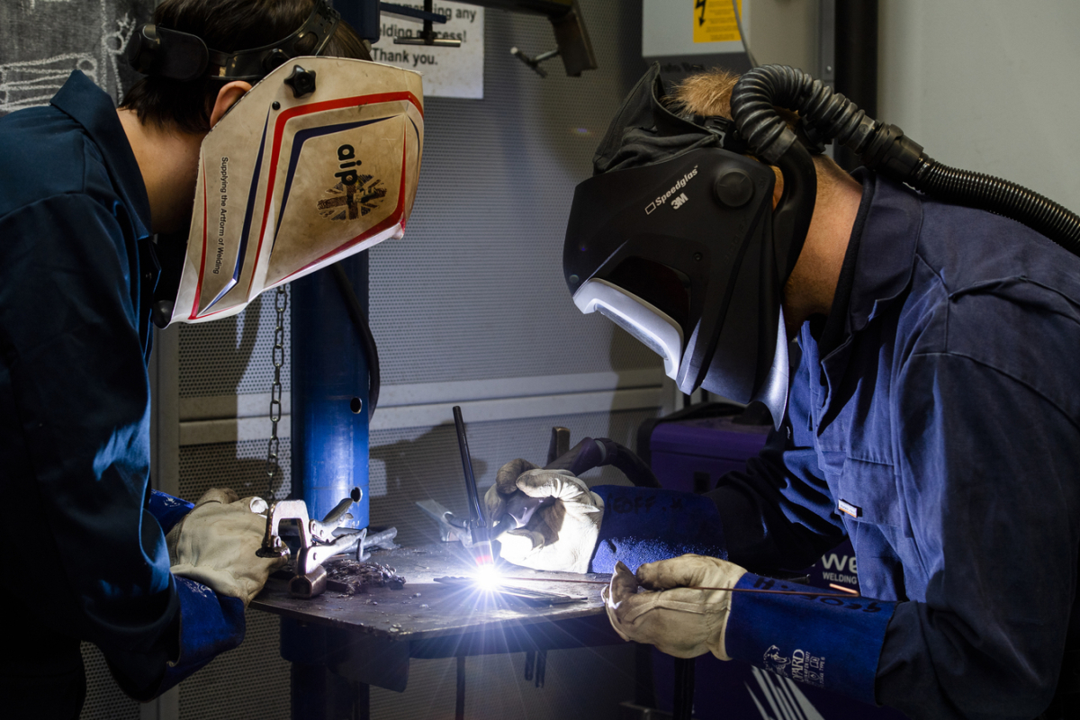 Students welding