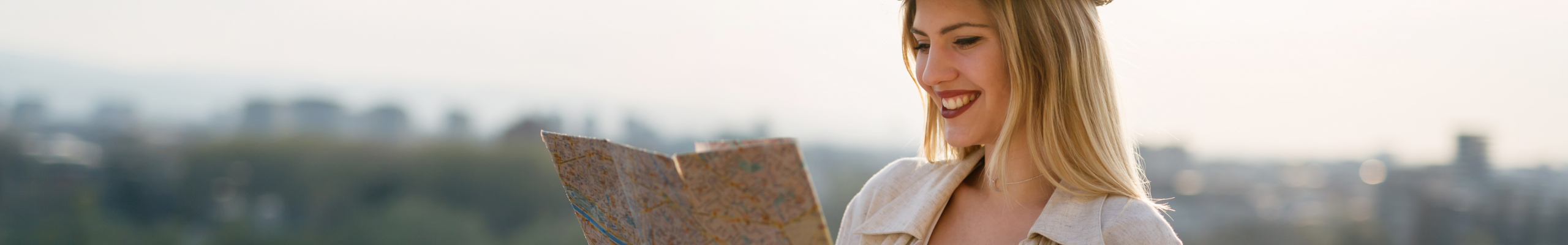 Young woman looking at map