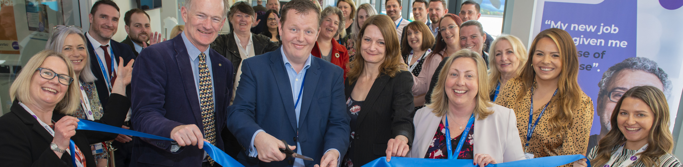 John Penrose, Drew Smith, Jenny Harrison and Jo Watson cutting ribbon