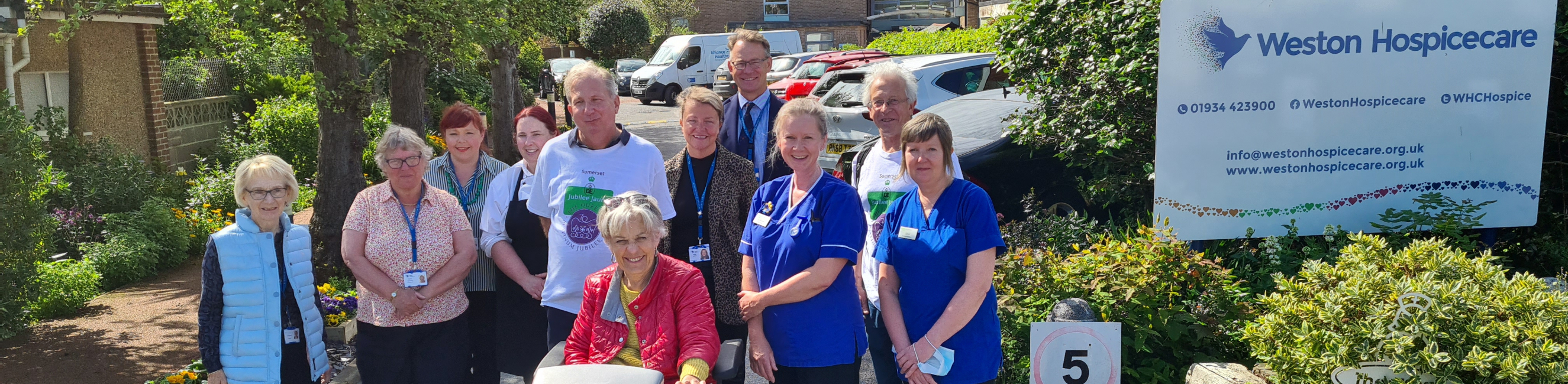 lord lieutenant mrs maw and principal Dr Paul Phillips meeting weston hospicecare staff