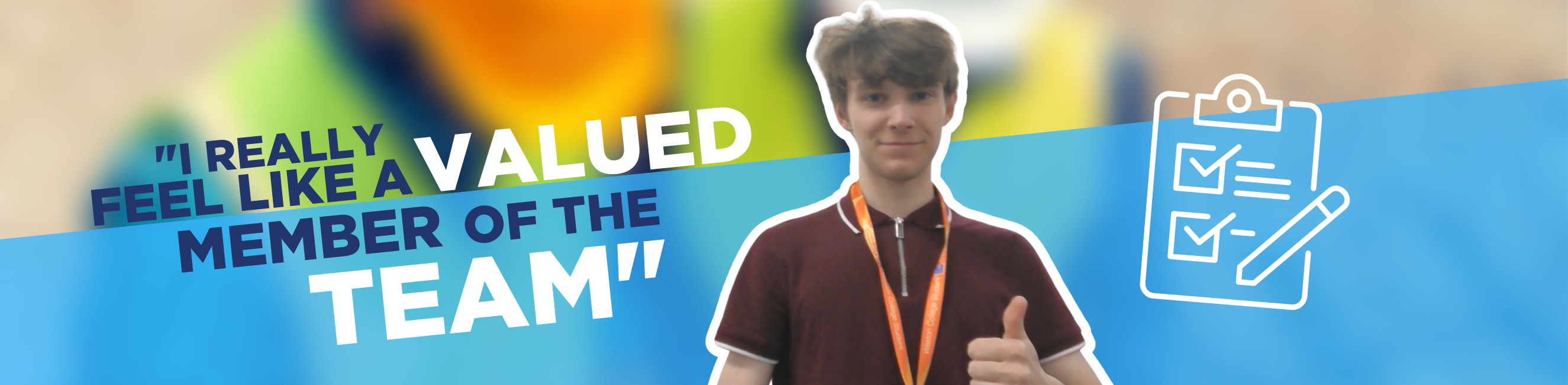 T Level learner Josh and quote that says "I really feel like a valued member of the team"