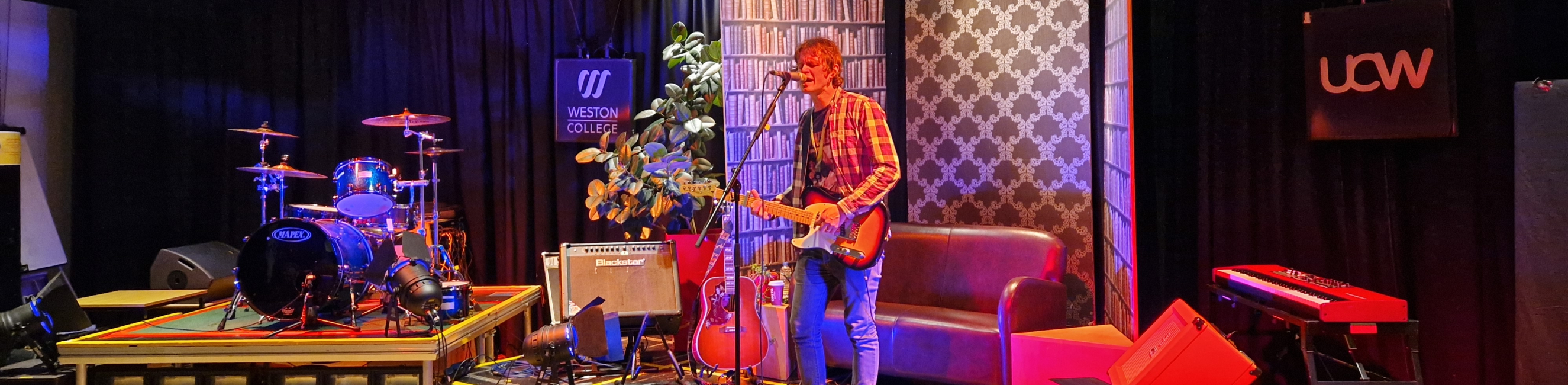 Alex Lipinski performing in the Weston College Music Performance Space
