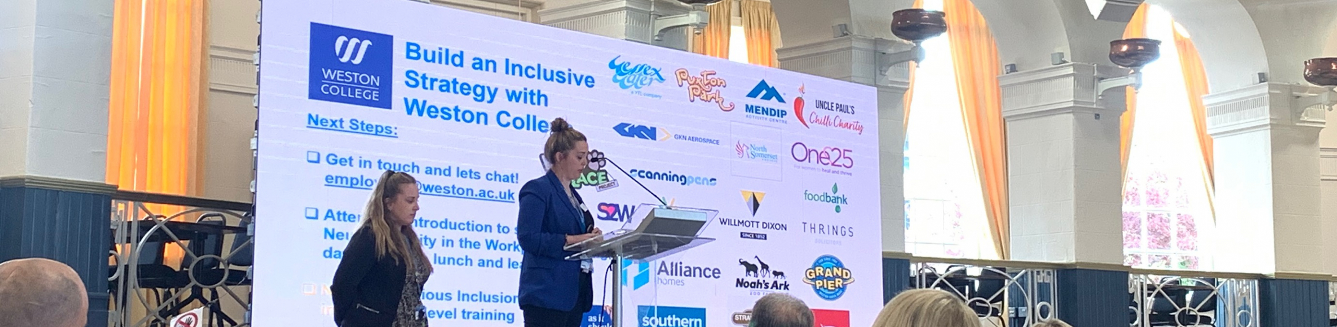 Presentation being given at employer's breakfast