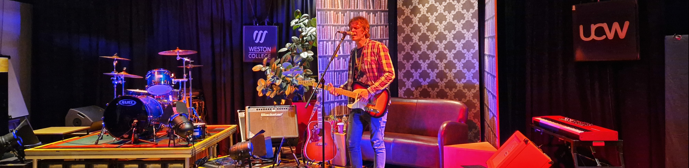 Alex Lipinski performing live at Weston College