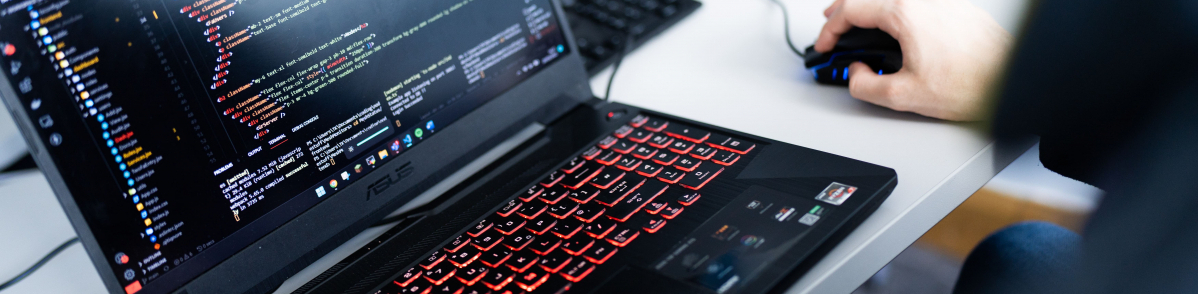 Coding on a laptop
