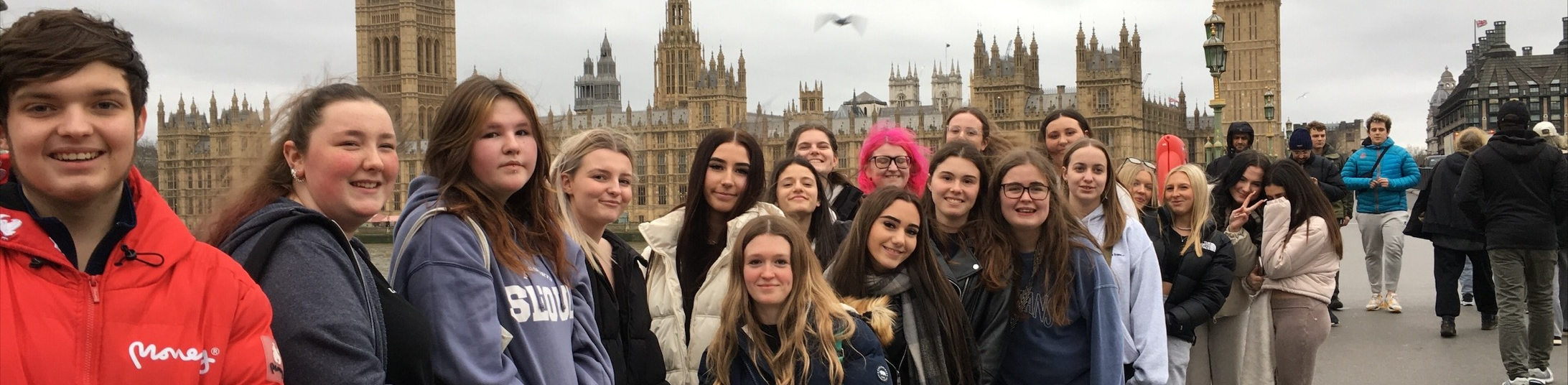 Health and Social Care Learners on a Trip in London in Front of a Parliament