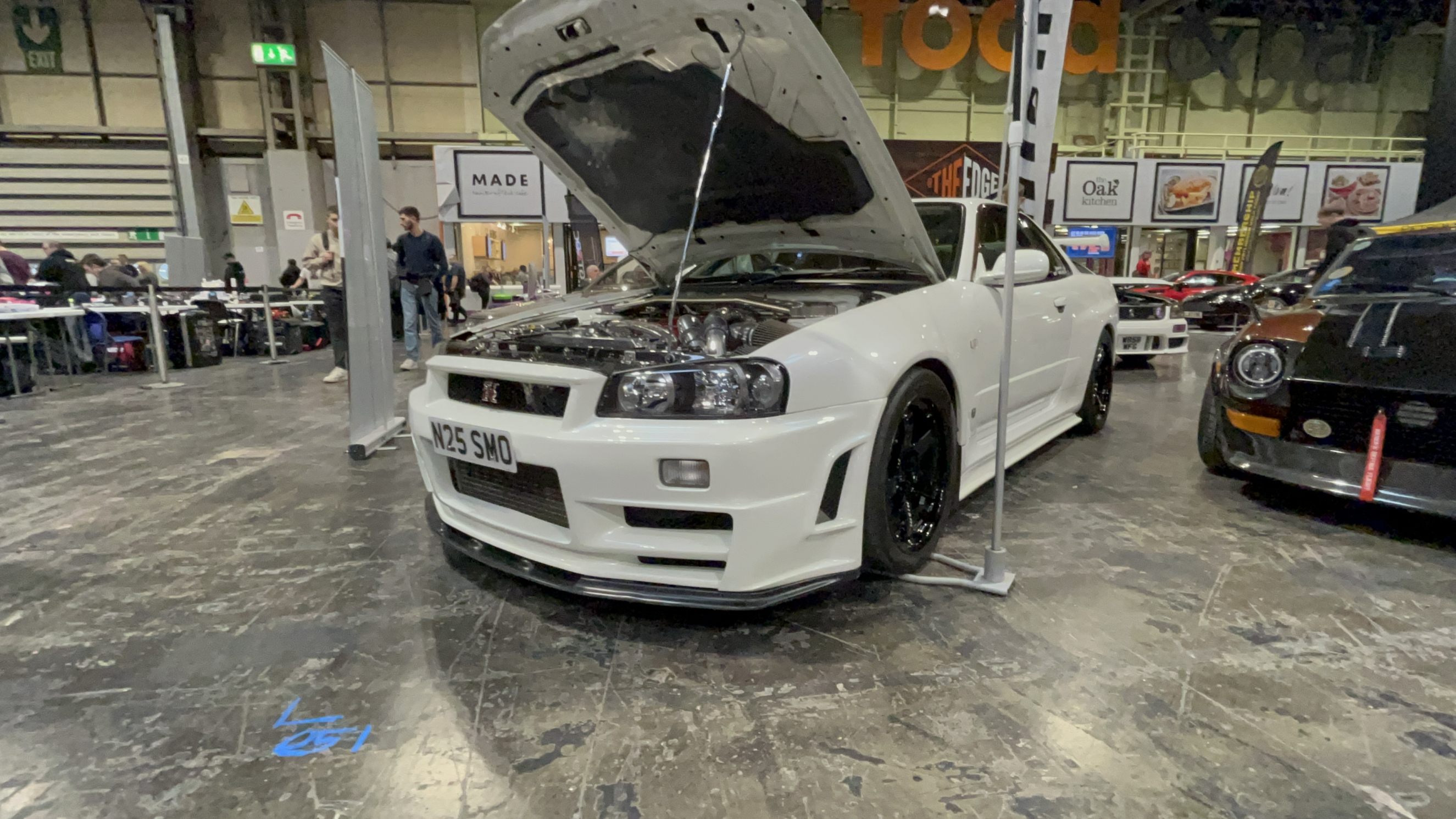 Car with hood open