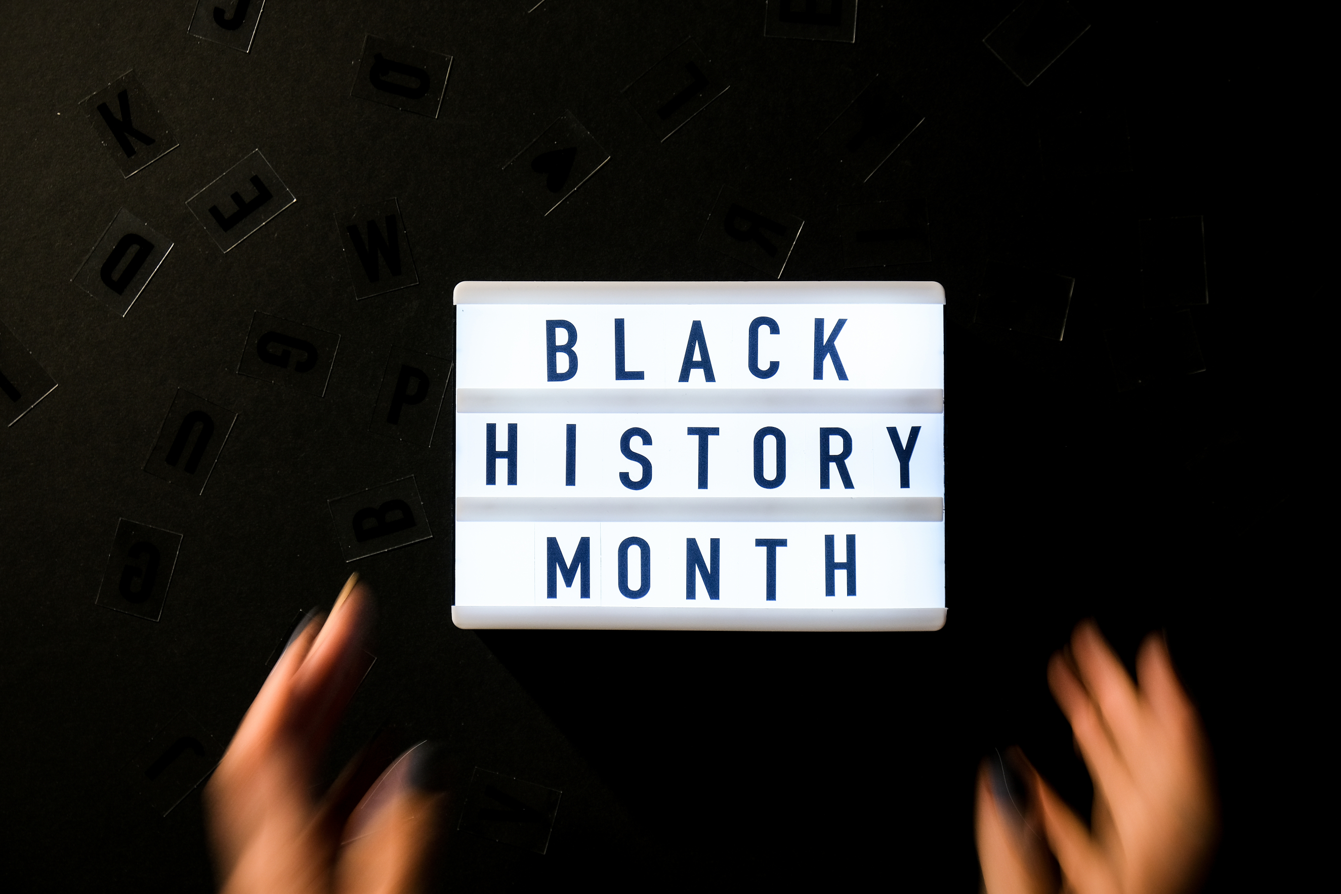 lightbox saying 'black history month'