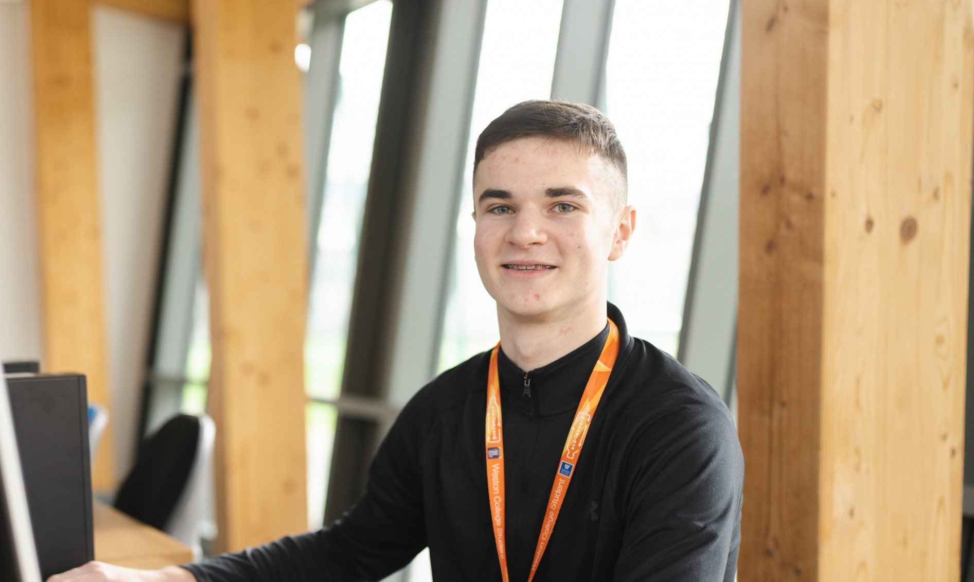 Student at computer