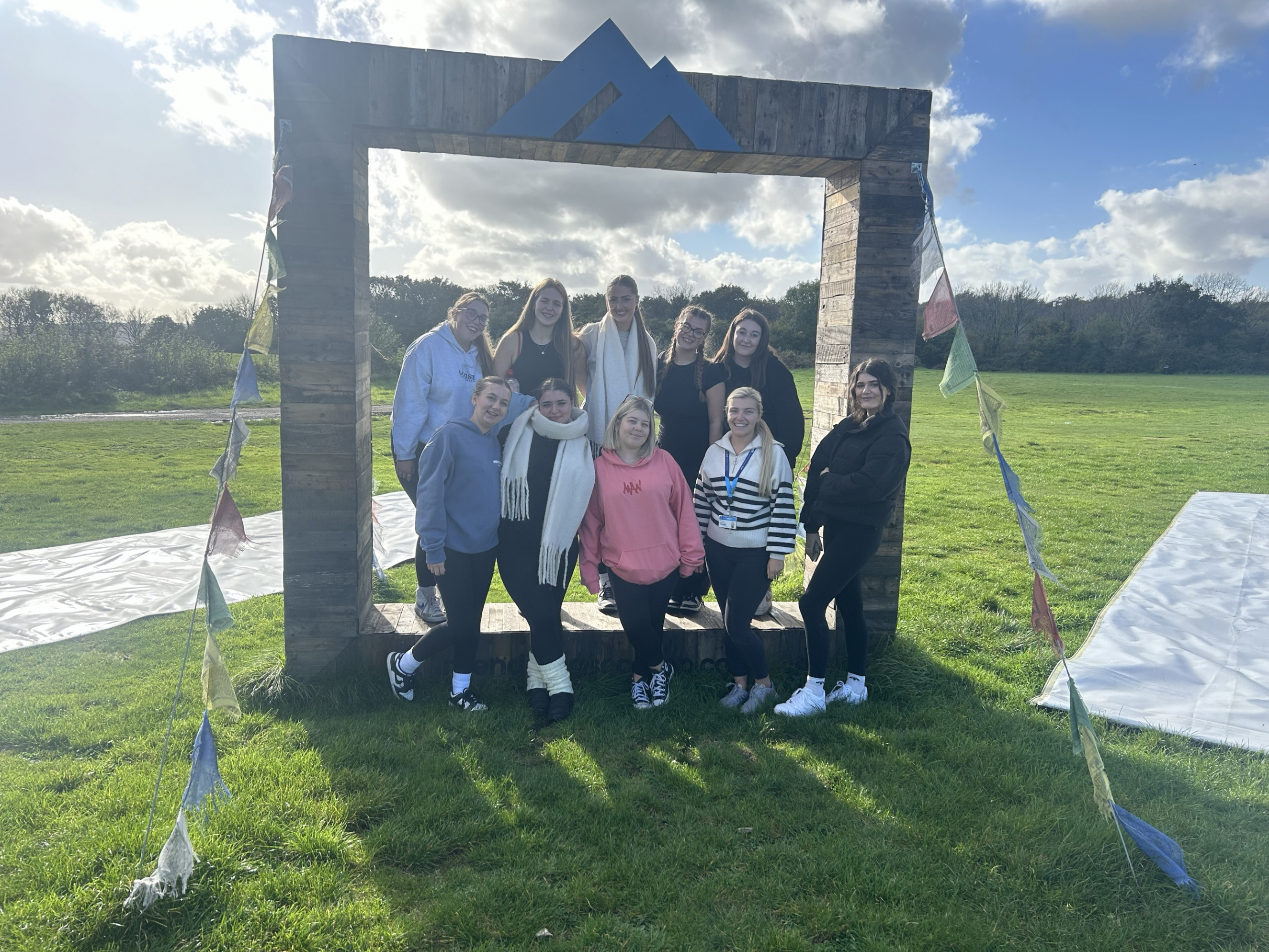 Travel and Tourism learners posing at the Mendip Activity Centre