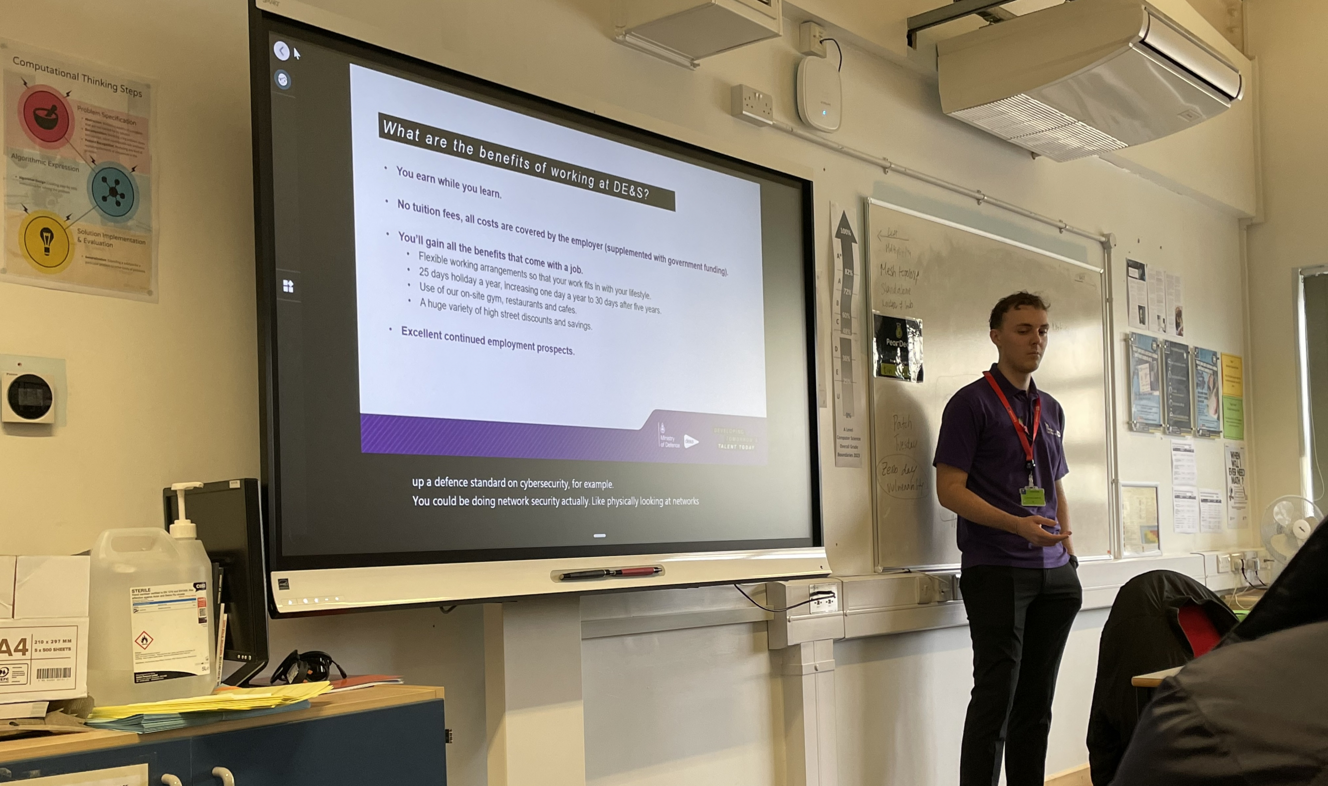 Ex-student, Charlie, discussing the benefits of a degree apprenticeship at the MOD