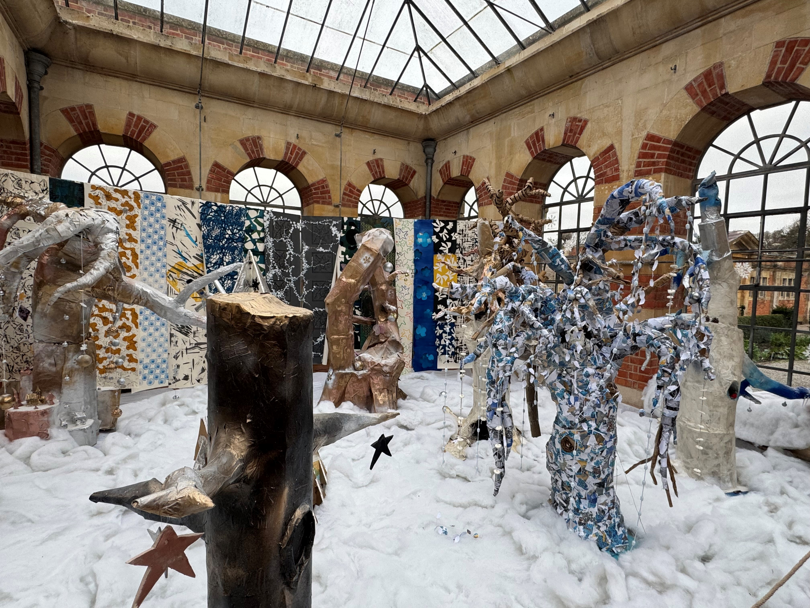 Trees made by learners on display at Tyntesfield