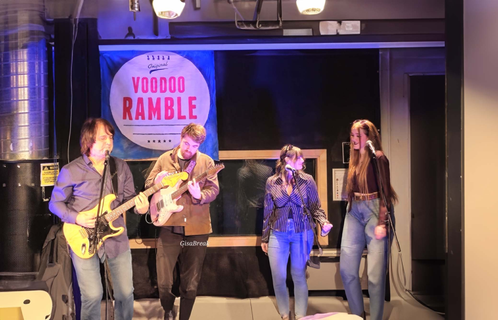 music students performing on stage with voodoo ramble 