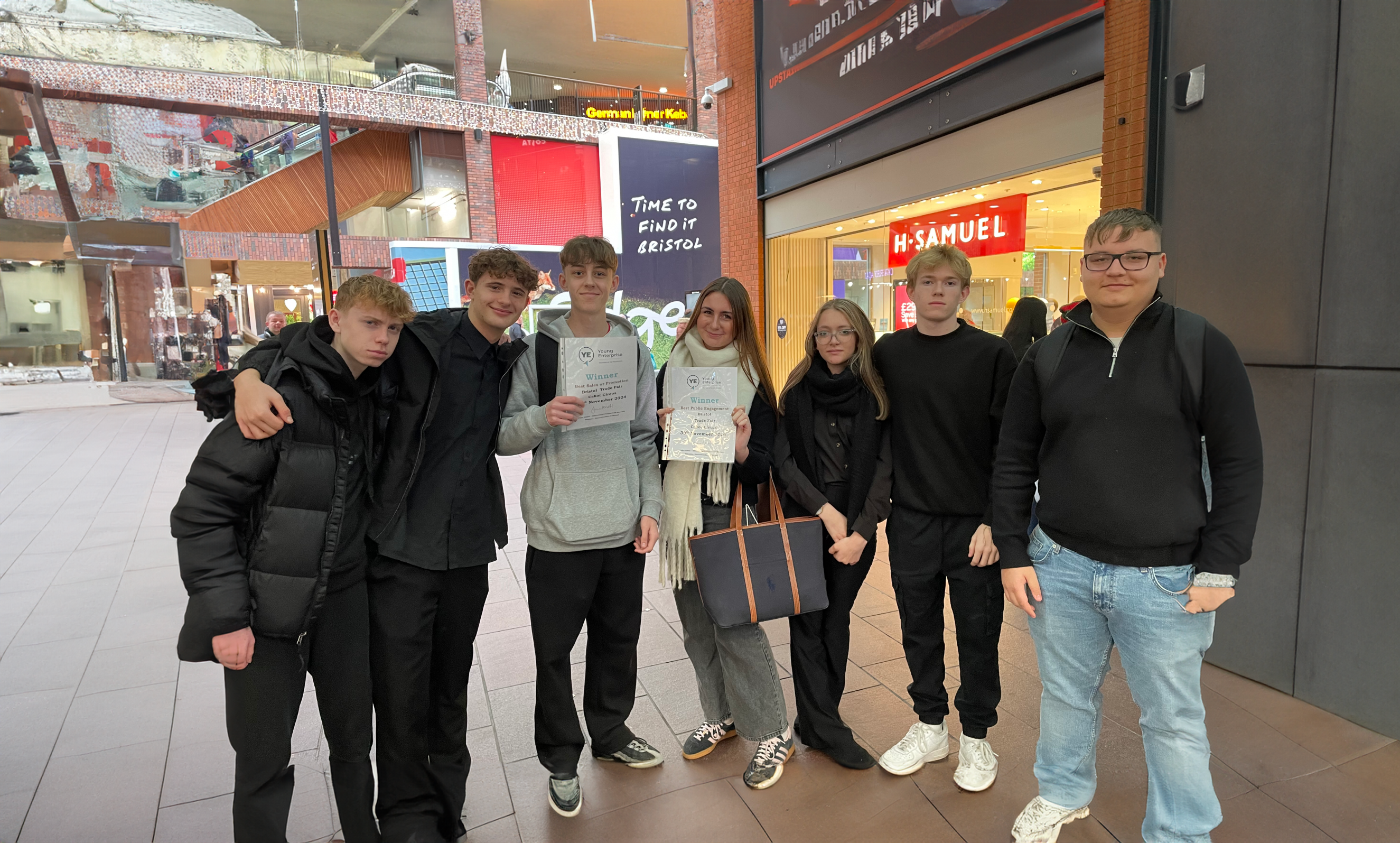 Young Enterprise students at Cabot Circus in Bristol
