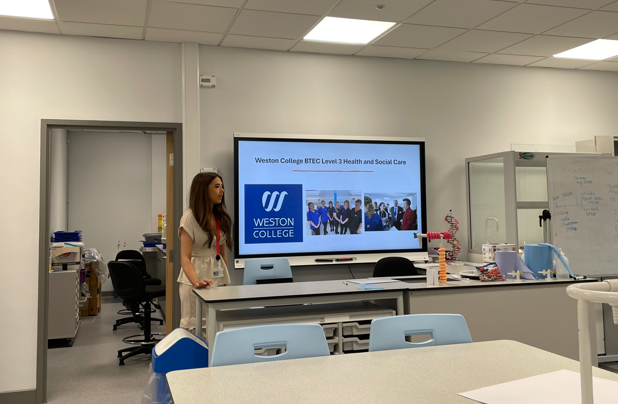 Former learner, Charlotte, talking about her educational journey in laboratory sciences