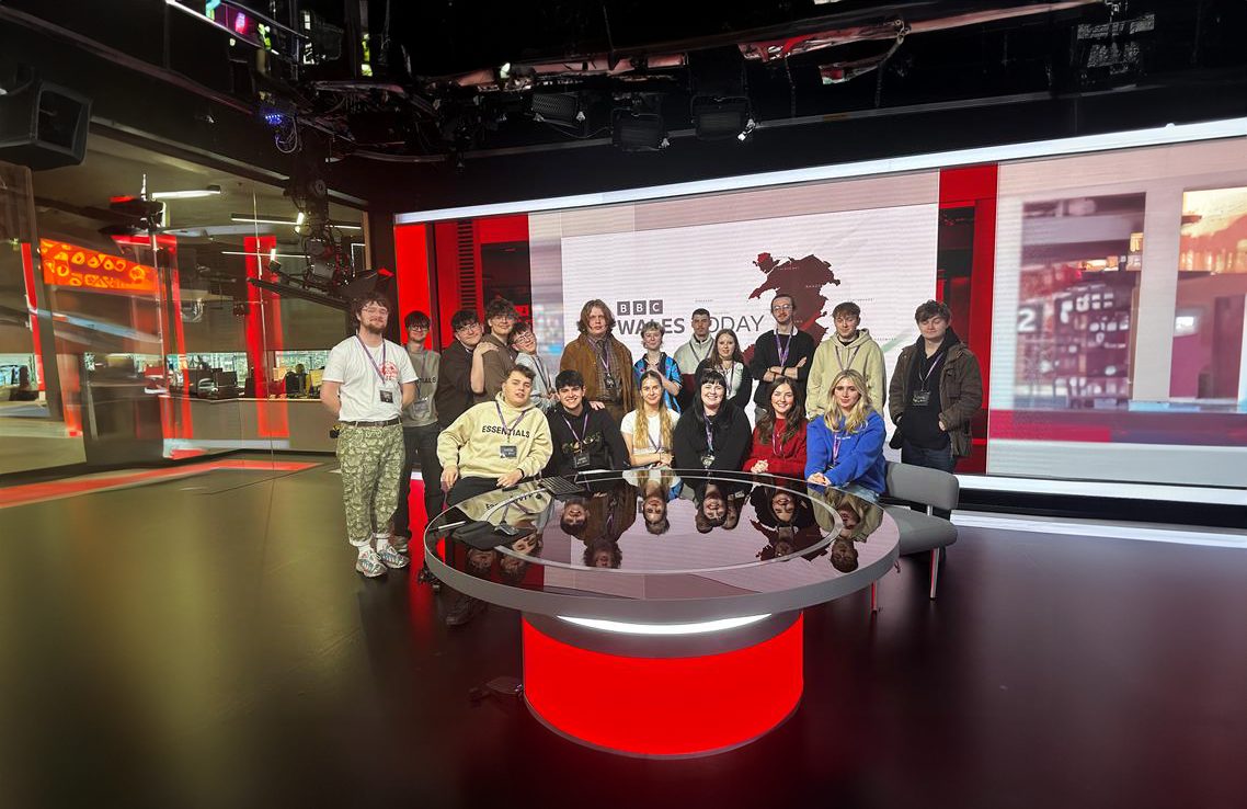 Learners at the BBC Cardiff studios