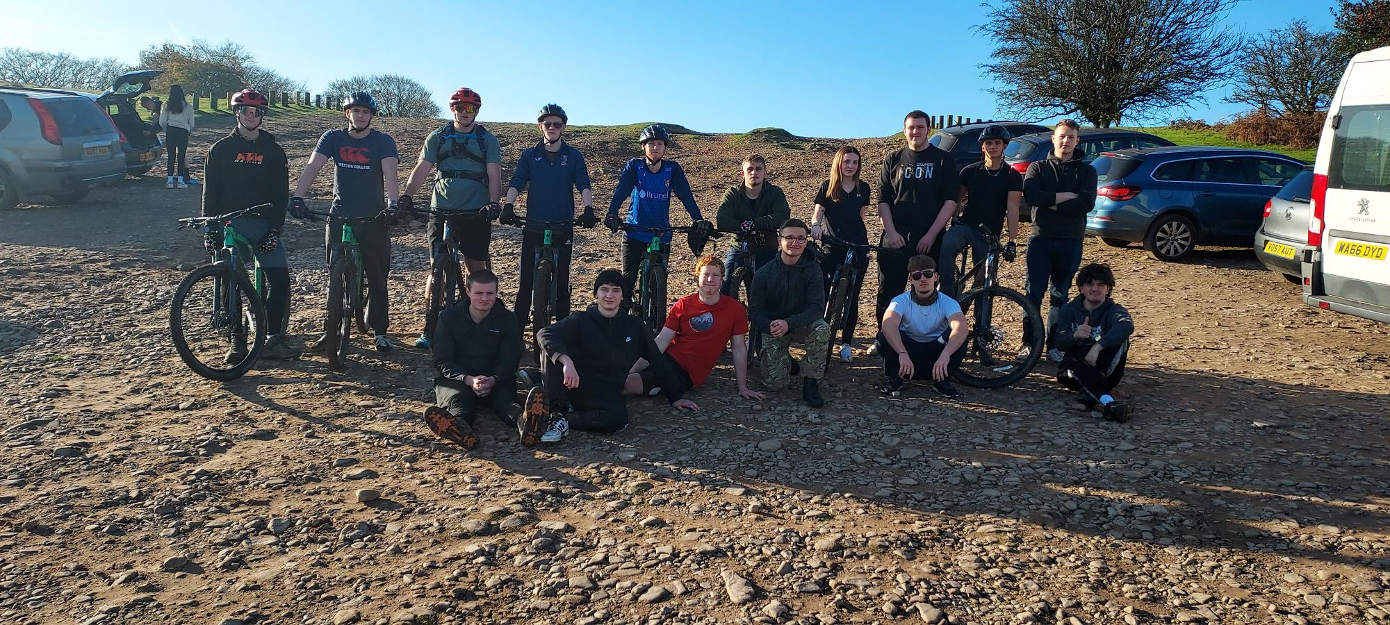 protective services students at Quantock Hills with mountain bikes