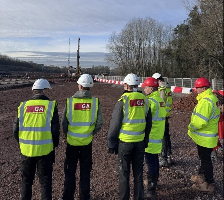 Construction learners on site looking at the work