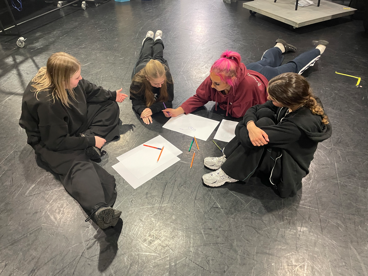 Students working together to create a film idea
