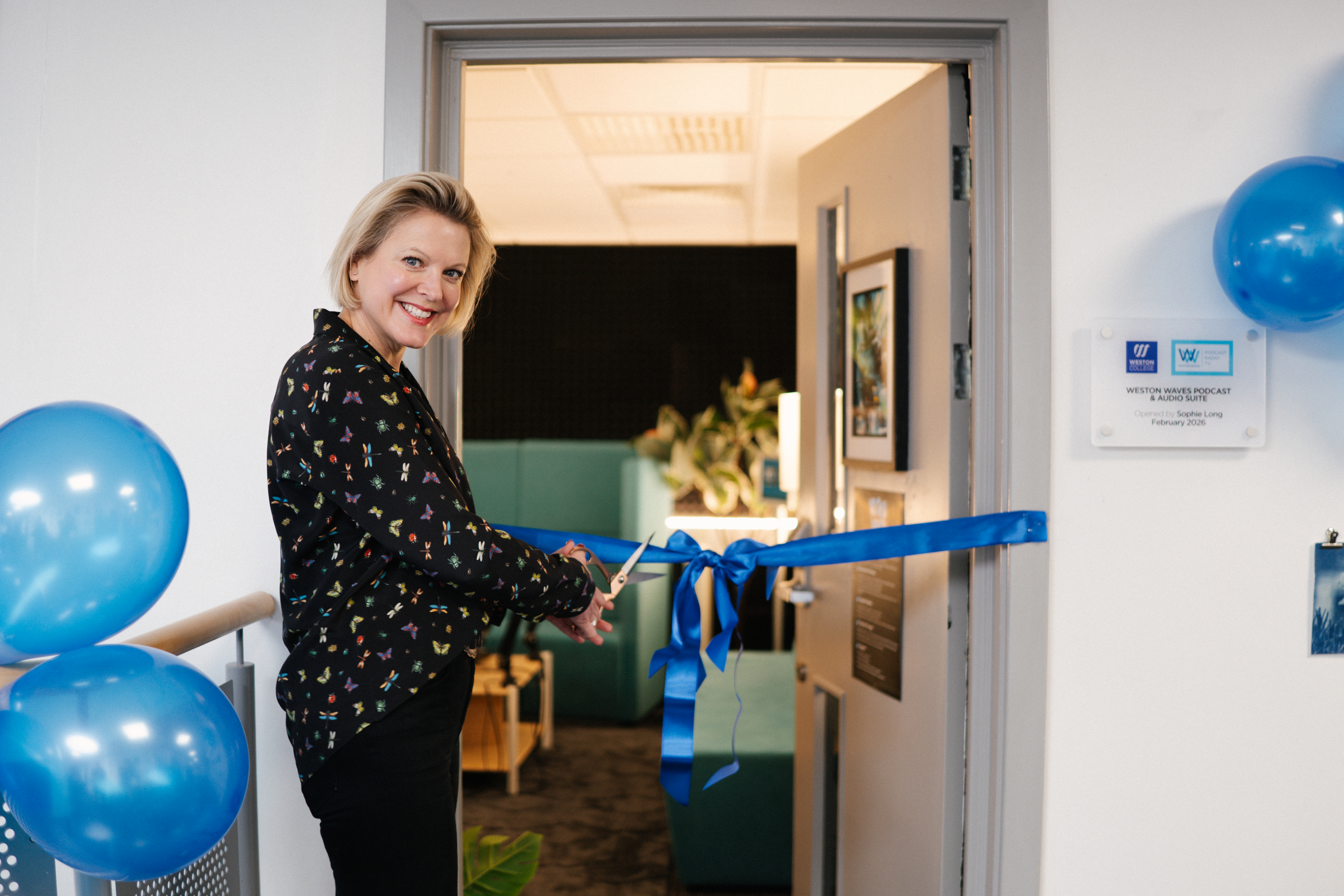 Sophie Long opening the podcast suite