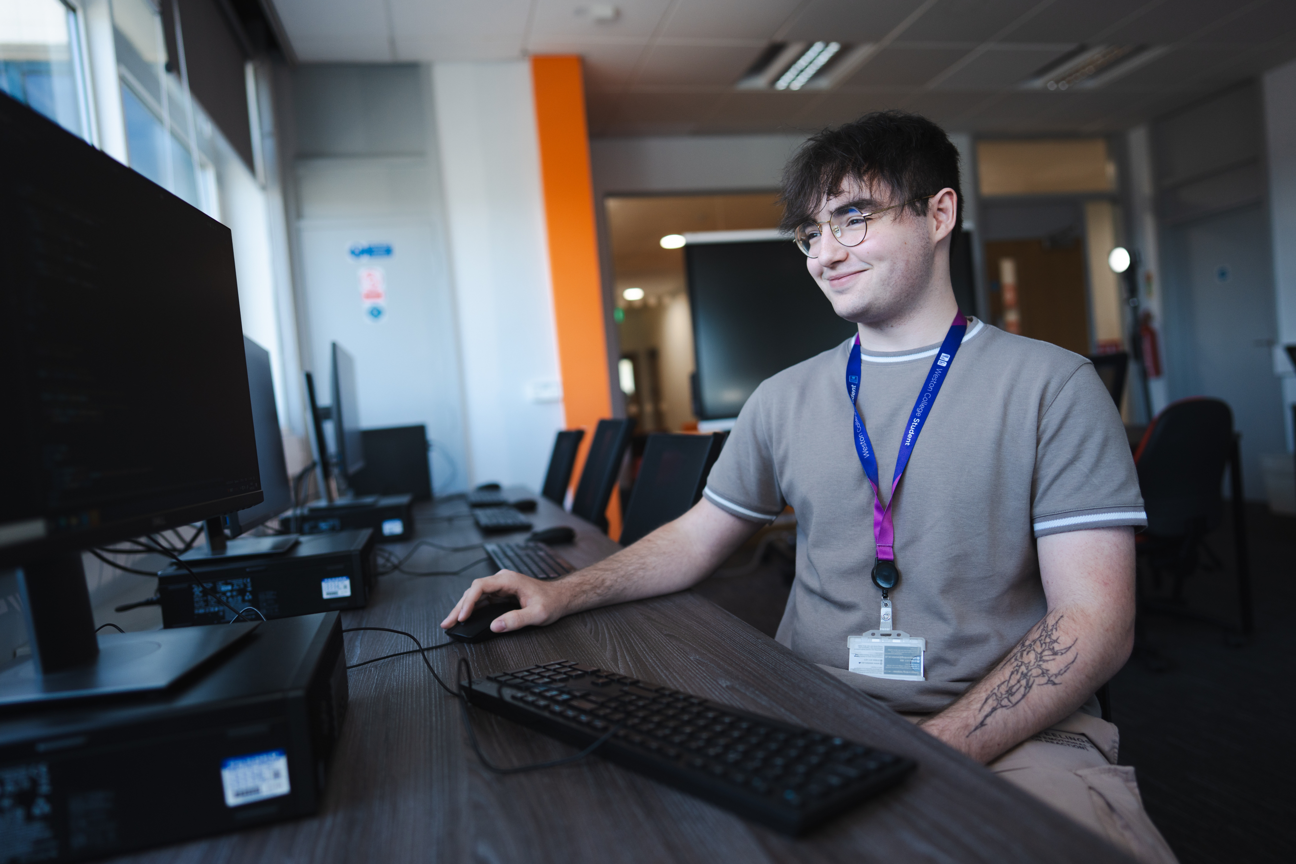 Student on computer