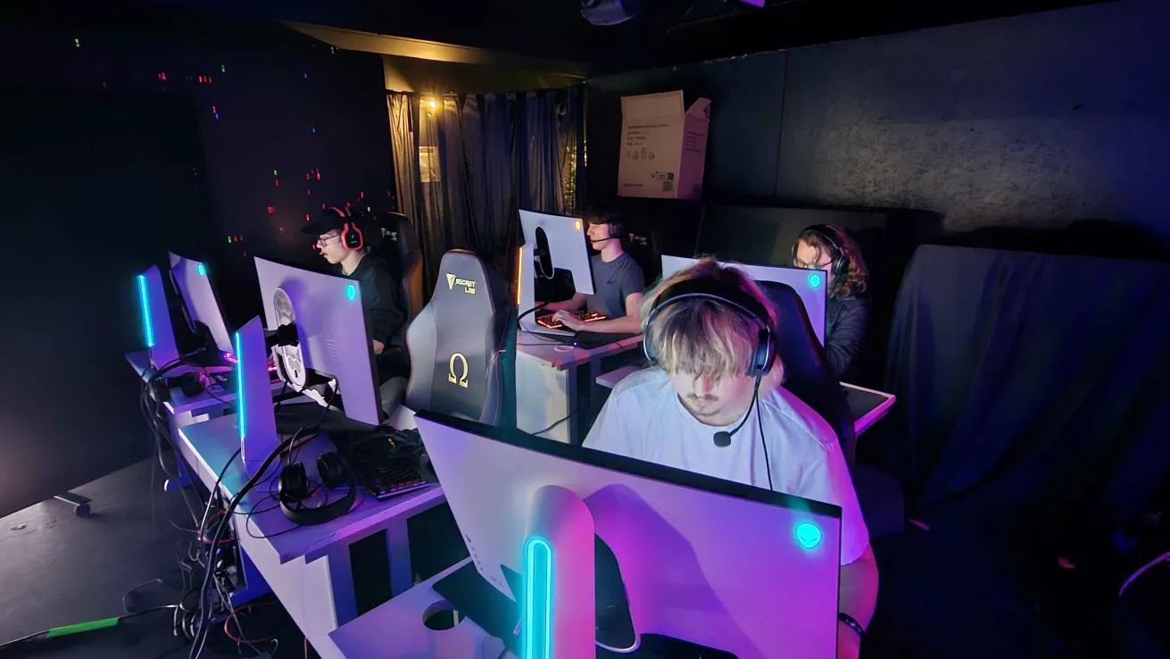 Esports team warming up at the event