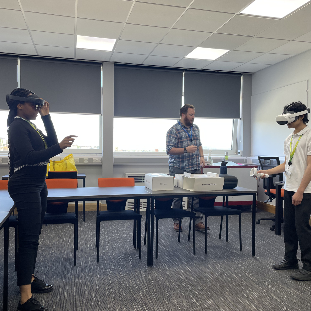 Chimdiya and Erick enjoying their VR experience