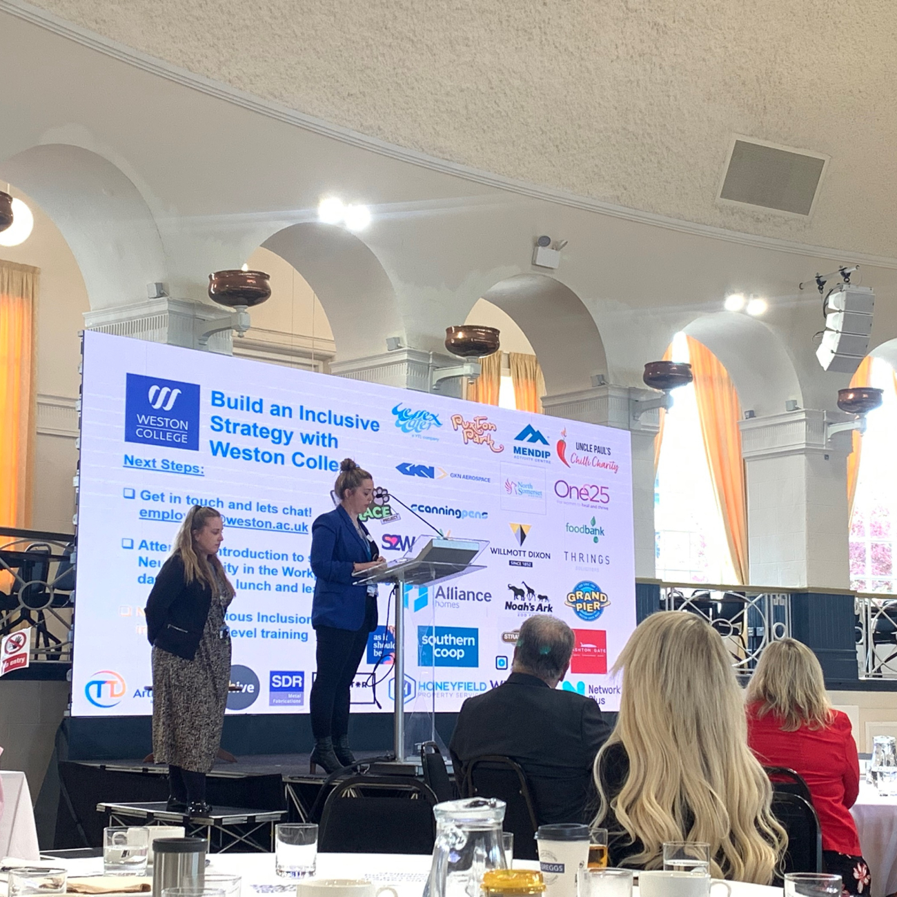 Presentation being given at employer's breakfast