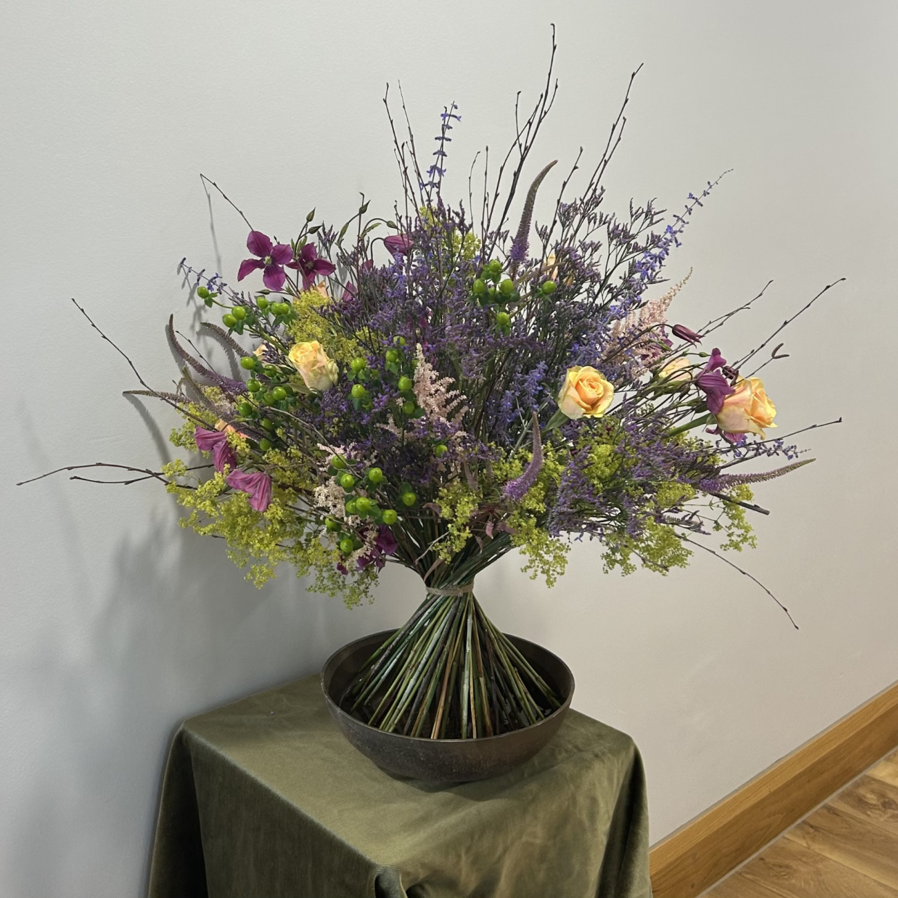Floristry demonstration flowers on a table