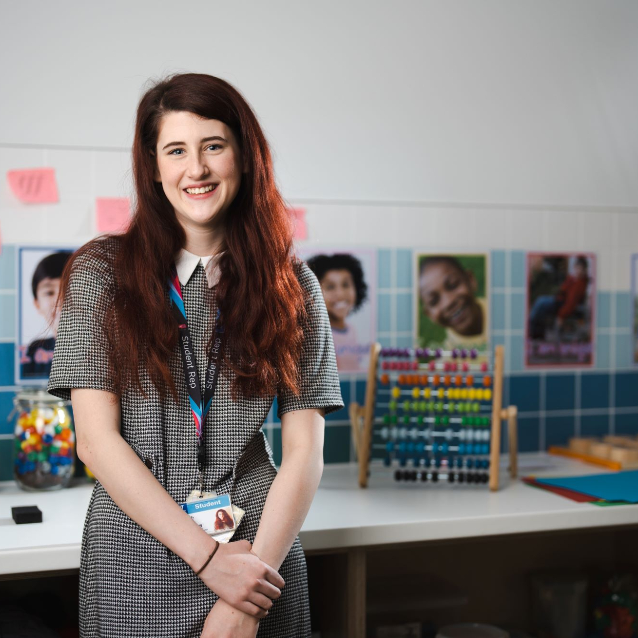 Hannah, T Level learner standing in the Early Years Centre