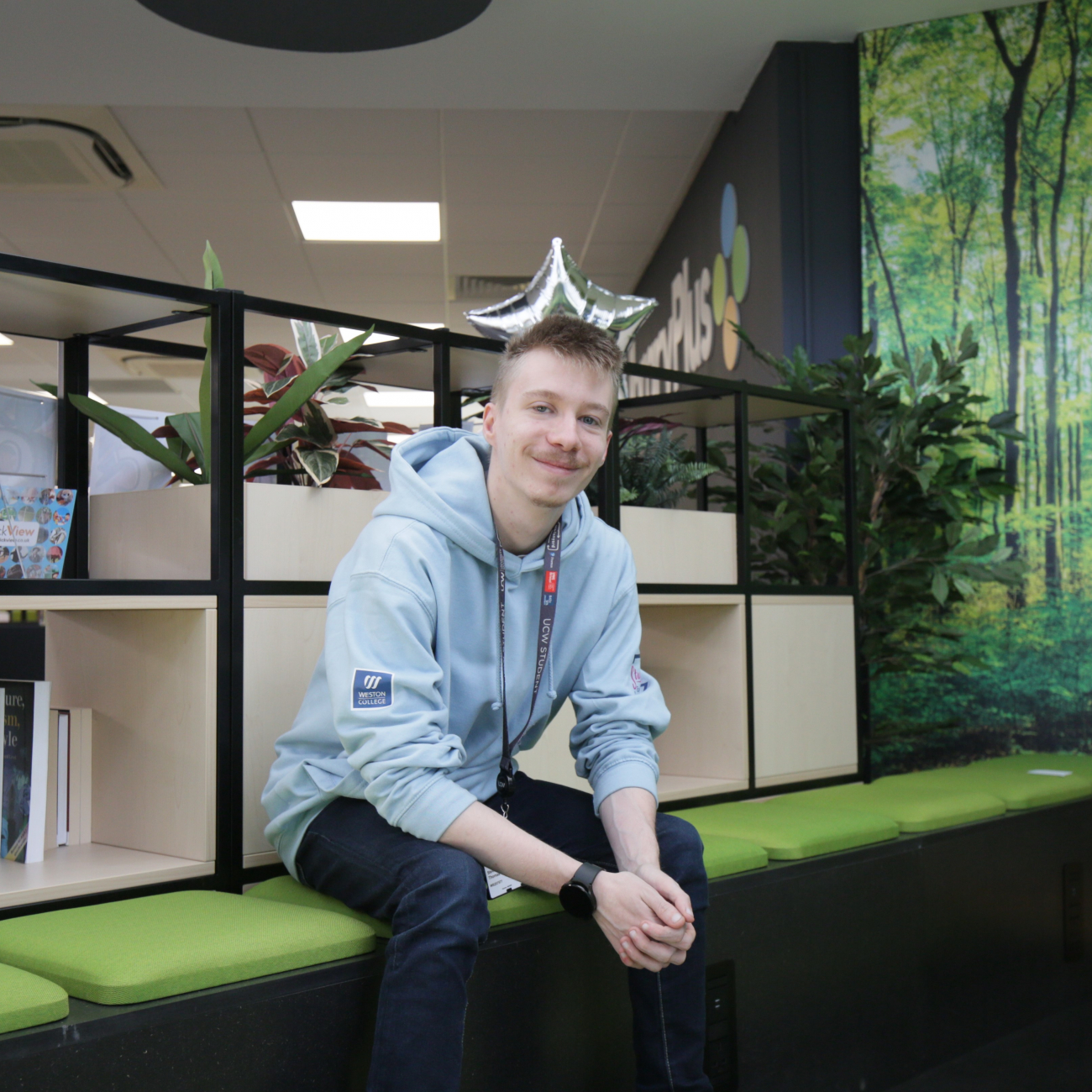 Student sat in Loxton Library