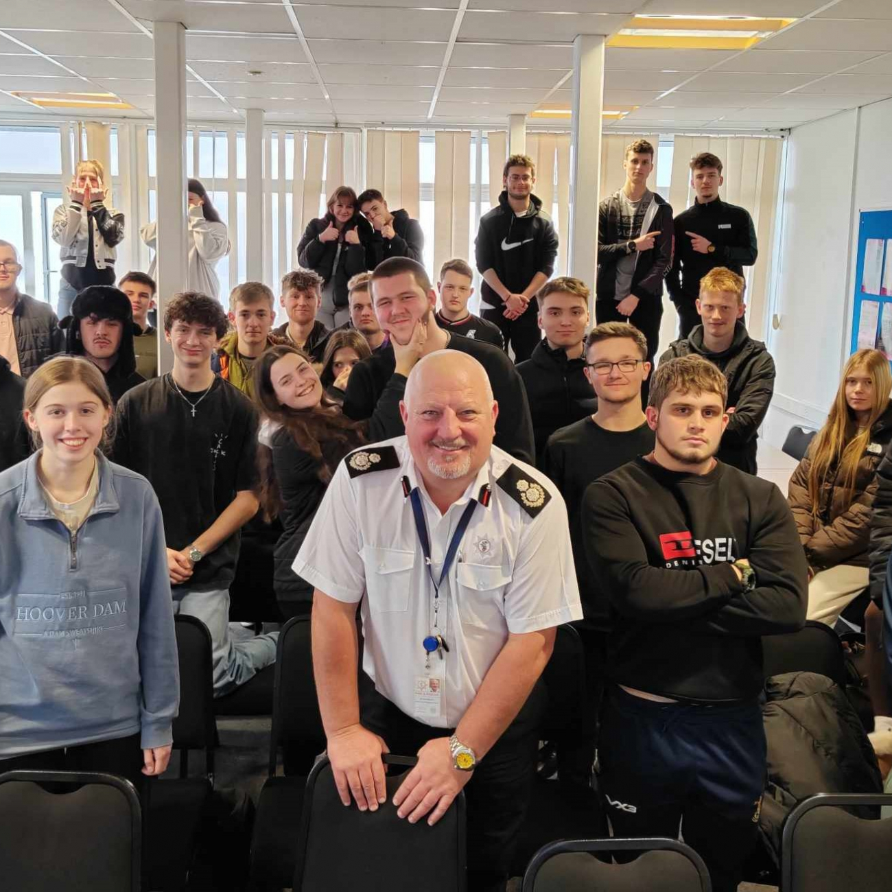 Richard Welch and the Protective Service students