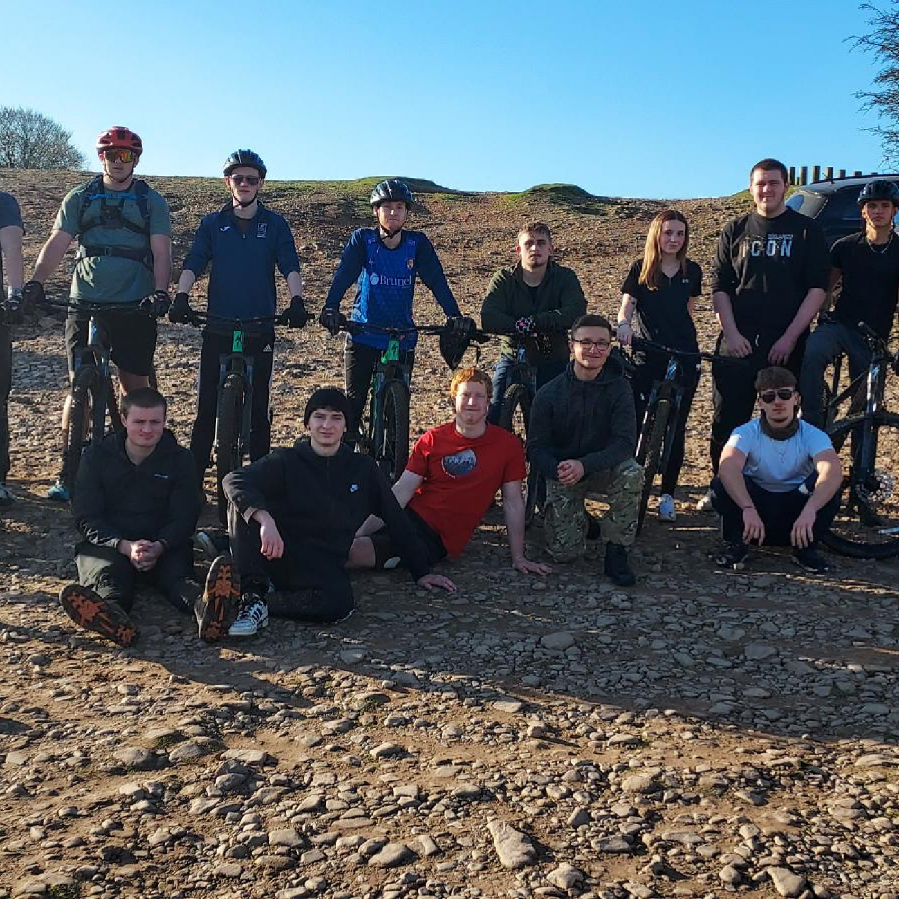 protective services students at Quantock Hills with mountain bikes