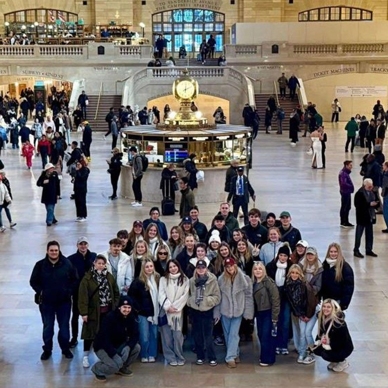 Students standing in a group in Grand Central Station in New York