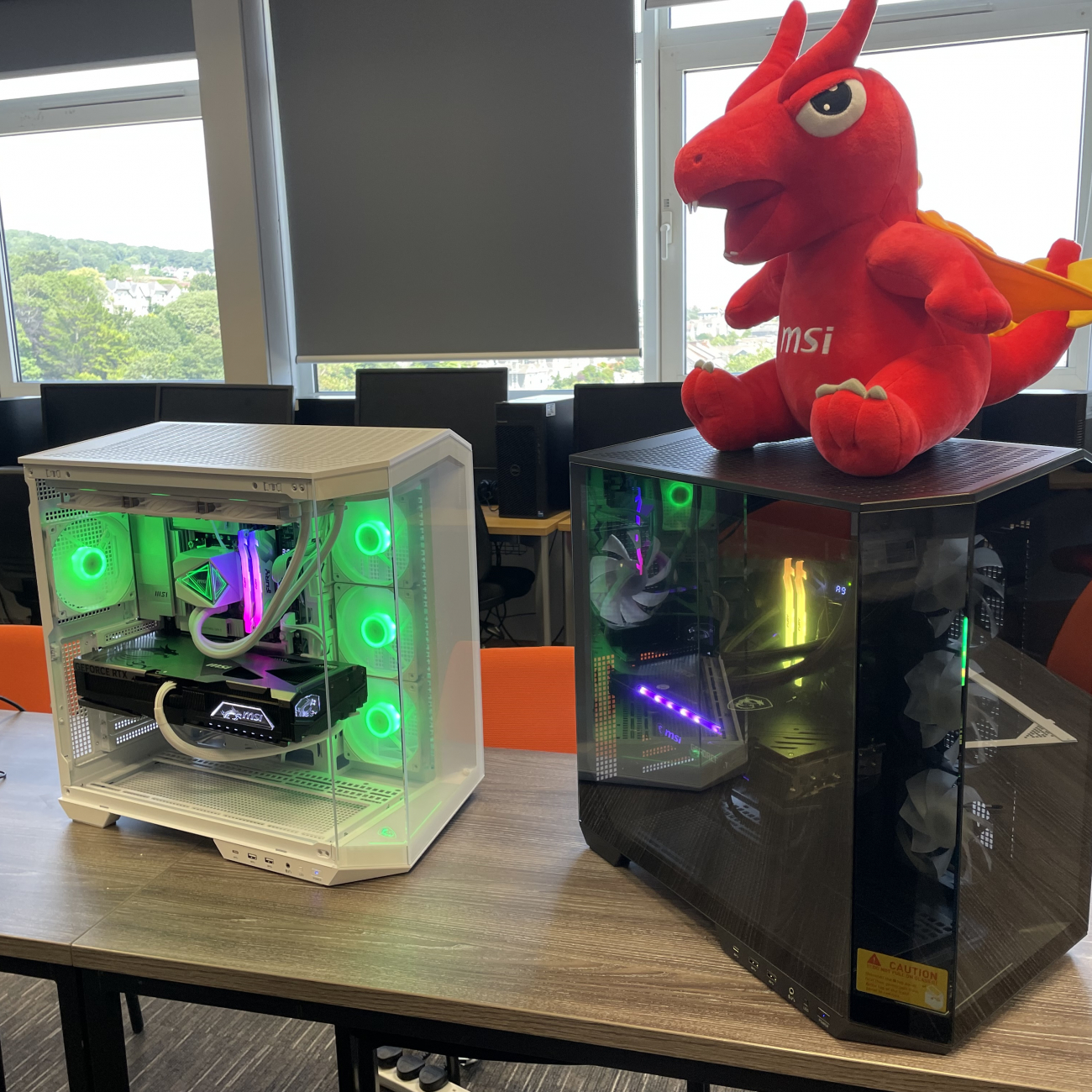 MSI mascot on top of high spec PCs