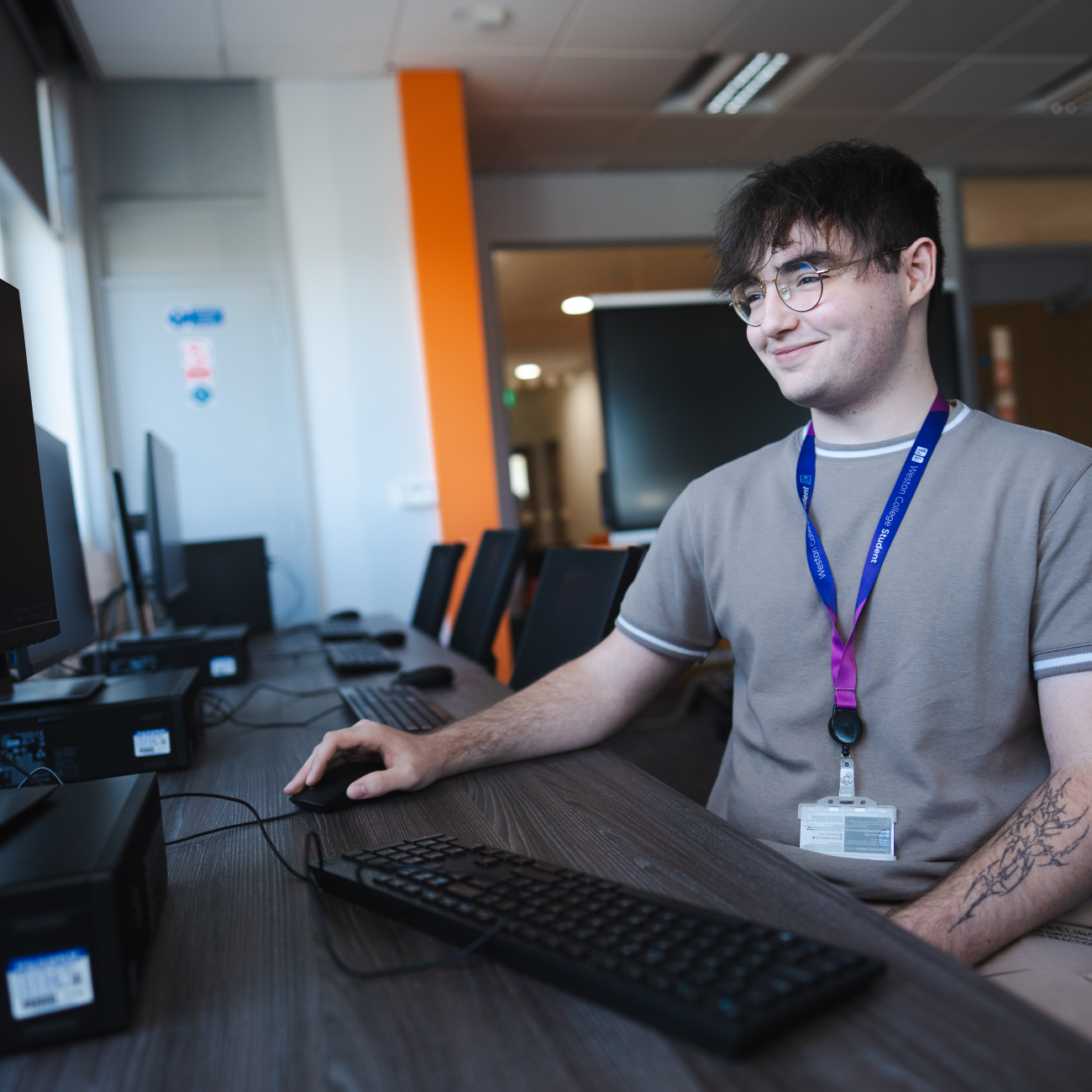 Student on computer