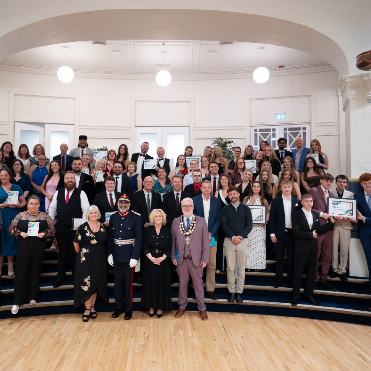 Business Award Winners on Stairs