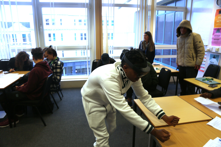 Learner using VR technology
