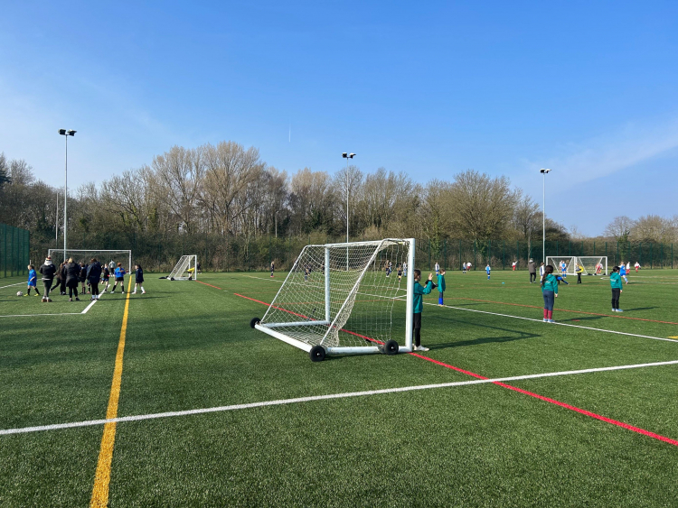 Girls playing football on weston college's 3g pitch