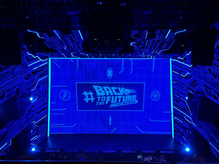 The empty performance stage of Back to the Future in London