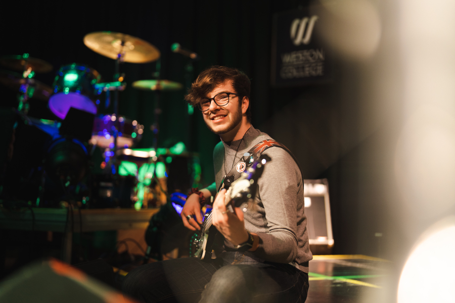 Student playing music at weston college in weston-super-mare