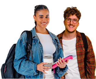 Two students smiling
